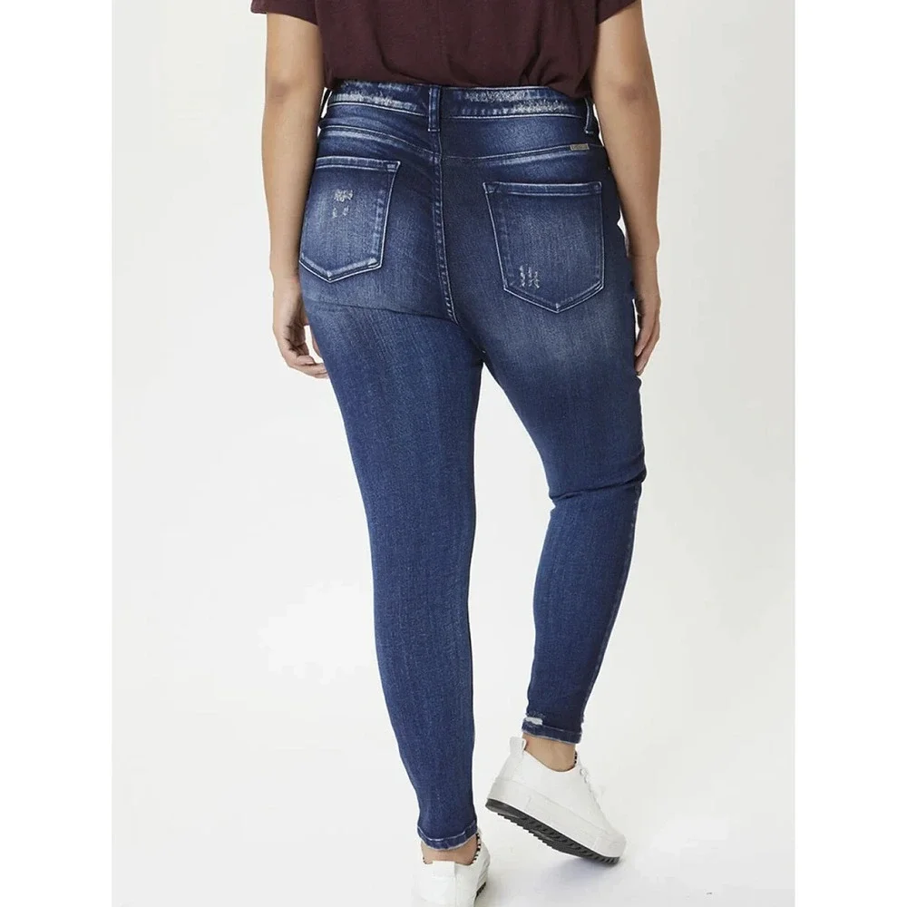 NWT KanCan High Rise Super Skinny Jeans Button Fly Dark Denim Plus Size 3XL - Picture 5 of 10